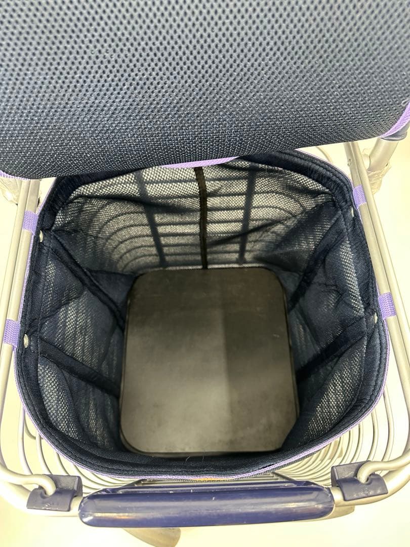 ユーバ産業 シルバーカー ワイヤーカート ブレーキ付 メッシュ紺