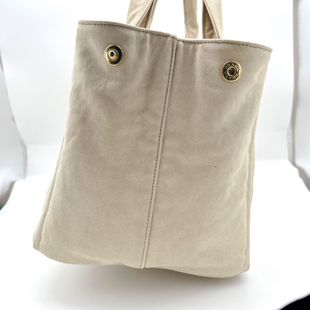 PRADA カナパ ベージュ トートバッグ キャンバス 刺繍 A4 - メルカリ