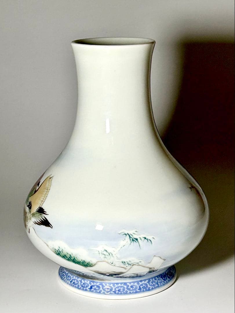 富永源六 釉下彩雪景鴨図花瓶 源六焼 嬉野焼 有田 伊万里 - メルカリ