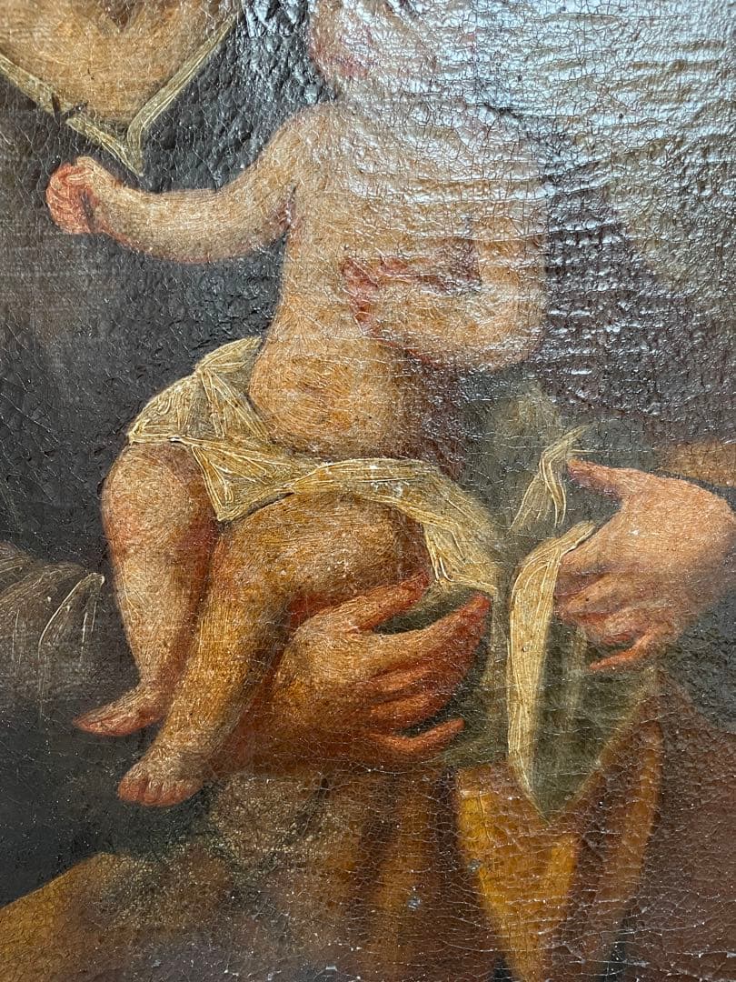 中世 17-18世紀】 キリスト教 宗教画 聖母マリア 聖書 油彩 イコン