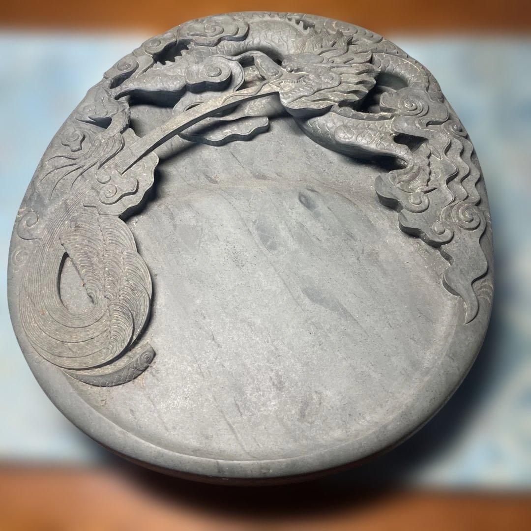 一点物　一枚岩大きな龍彫刻の石製硯 sd1_3fb0d95be135023416874dd52d