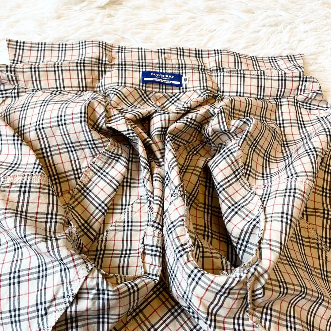 バーバリーブルーレーベル ノバチェック シャツ Yシャツ 刺繍ロゴ