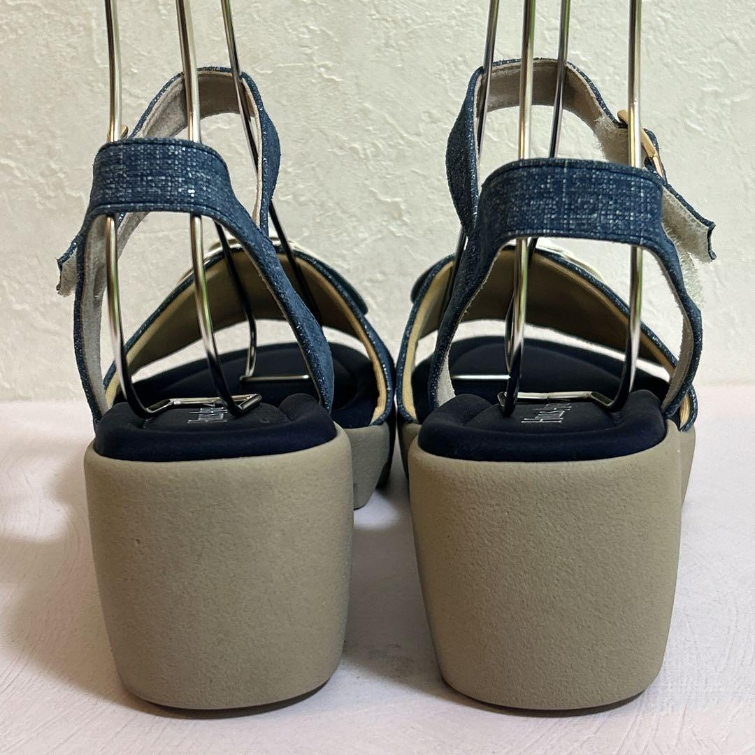 極美品】ヒルズアベニュー デニム調 カメリア サンダル 23.5cm 日本製