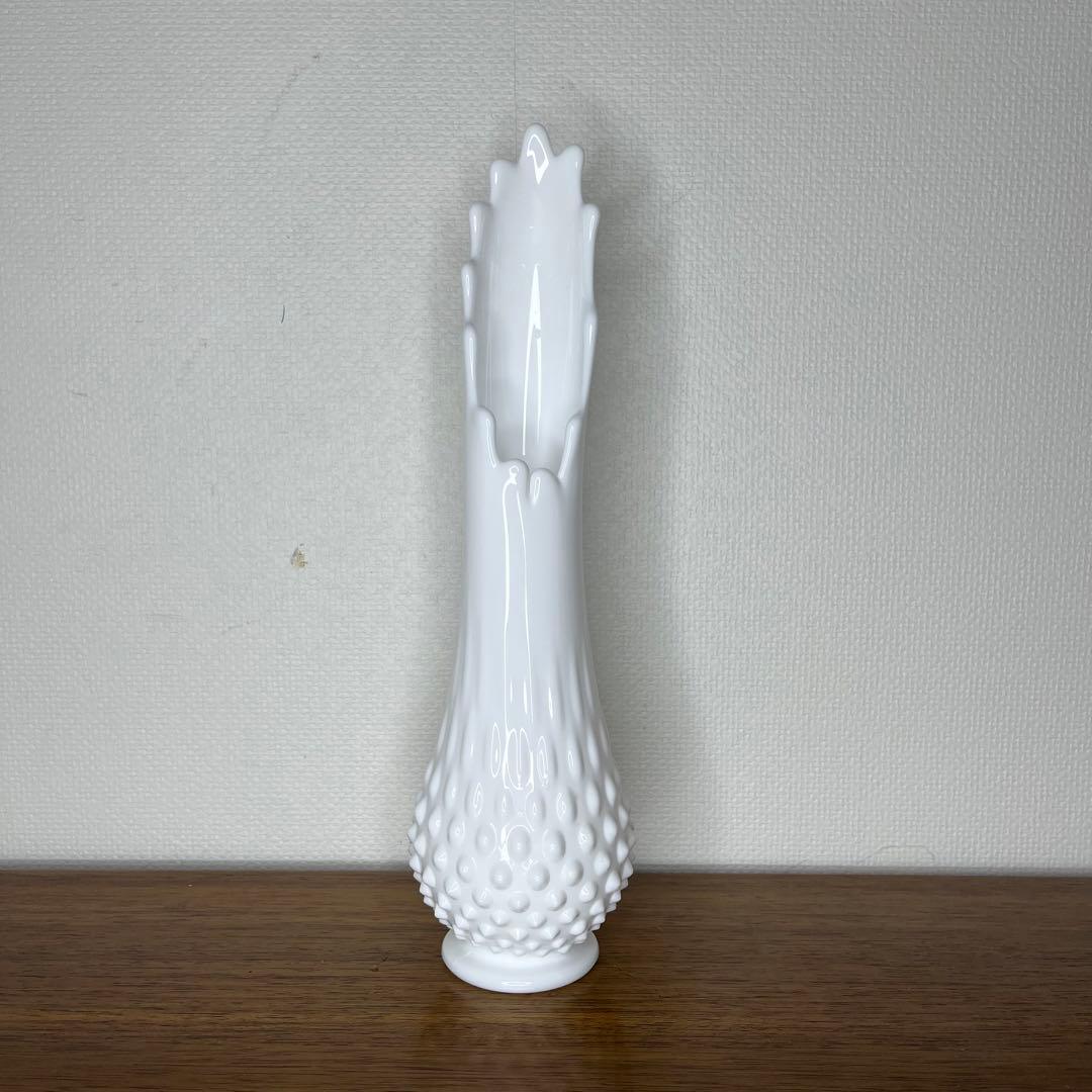 ヴィンテージ　フェントン　ホブネイル　フラワーベース　花瓶 Fenton” Vintage Art Glass Hobnail Vase（H24.8cm）フェントン