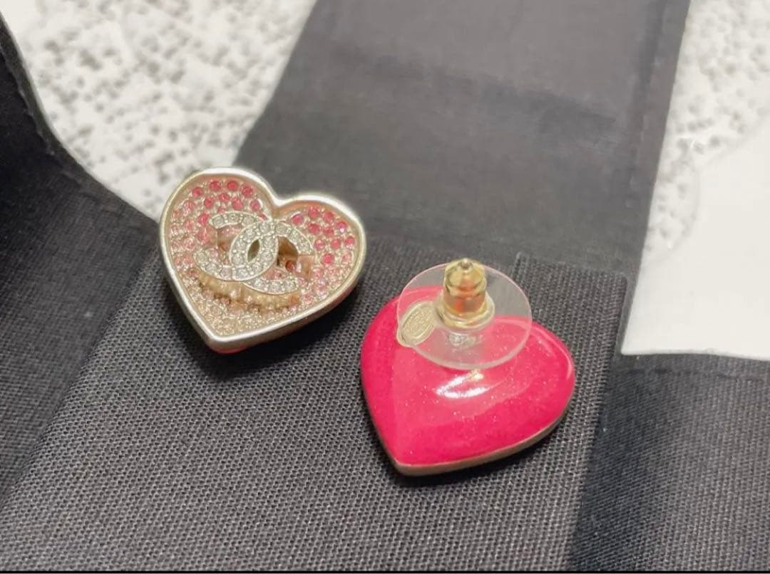 限定 CHANEL シャネル ハート ピアス ストーン ココマーク ピンク 新品