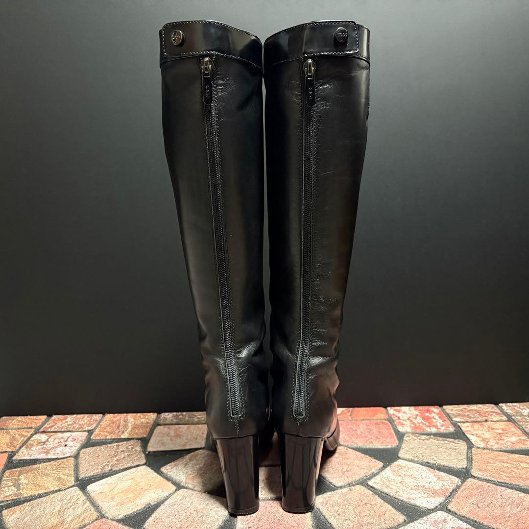 【美品】TOD'S ロングブーツ　22.5cm 本革 バックフルジップ　黒
