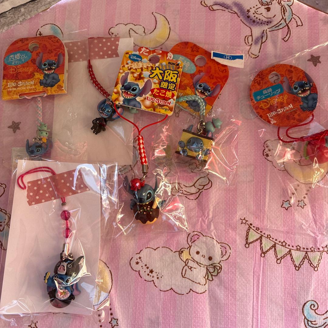 ご当地スティッチ 根付けストラップ 6個セット大阪、長崎、鹿児島