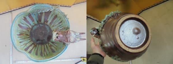 AKa6596龍水瓶みずがめ手水鉢大鉢水漏れ無し AKa6596 龍 水瓶 みず