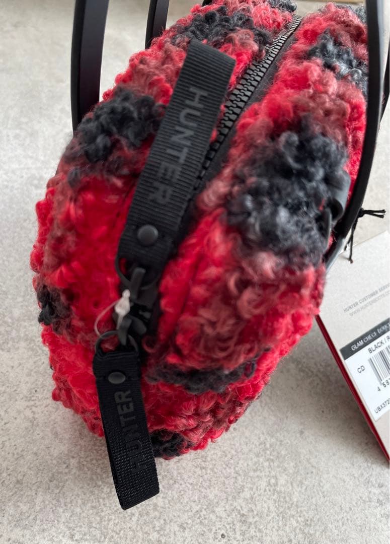 未使用品】HUNTER ハンター ボア ショルダーバック 赤 黒 チェック