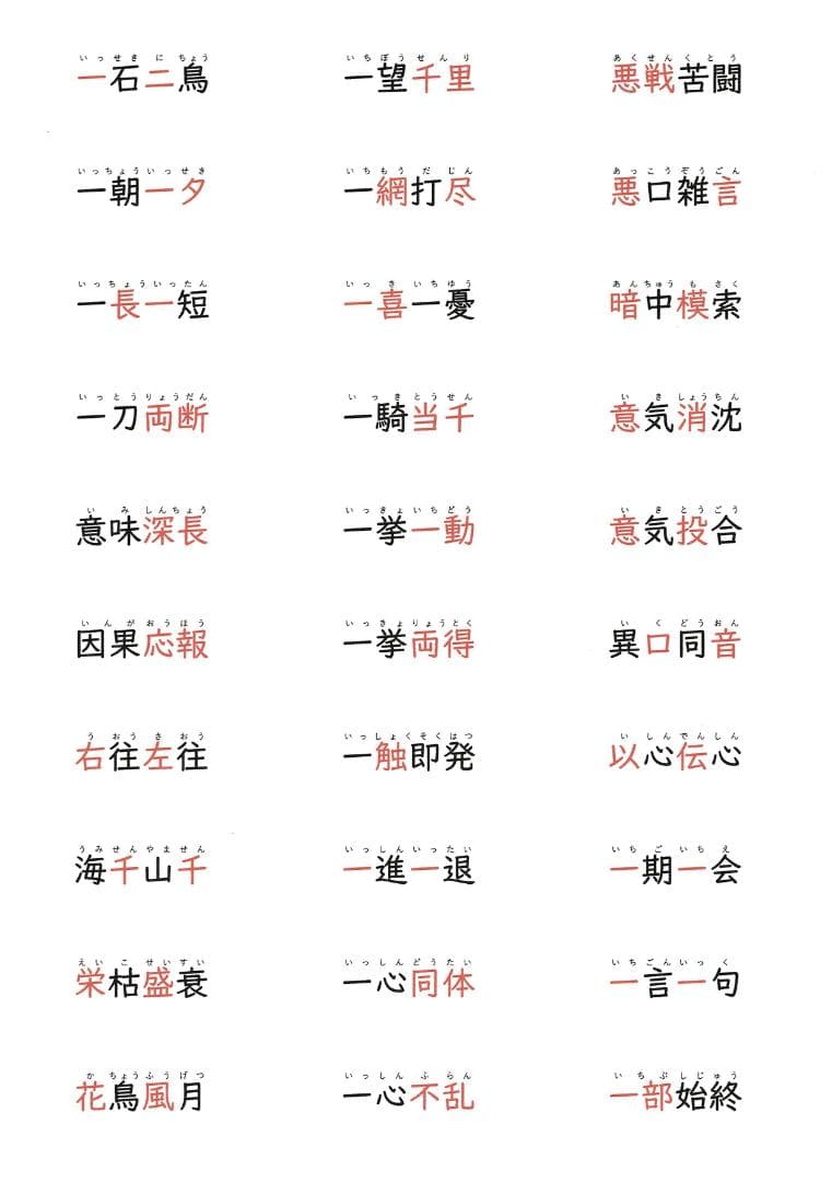 絵付き]カット済【中学受験】国語[知識]諺/慣用句/四字熟語 暗記カード