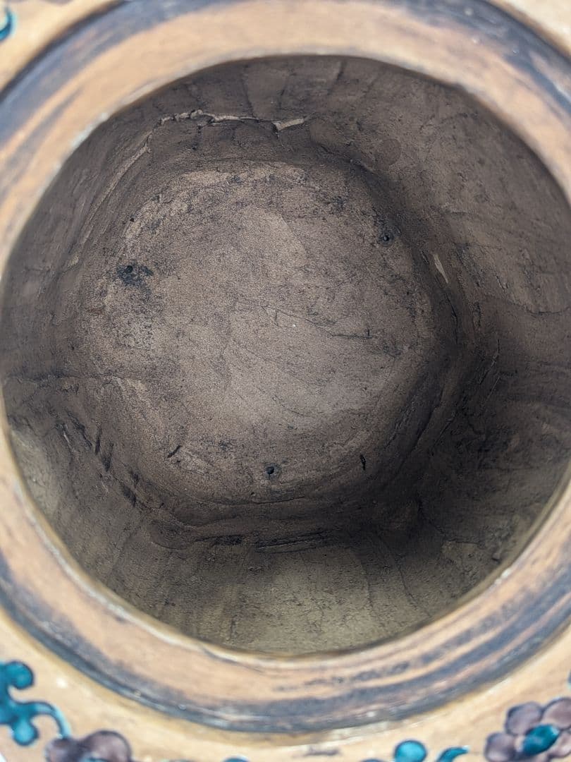 江戸期 古九谷 青手鳳凰摘三足香炉 合箱 角福 九谷焼 色絵窓絵 山水図