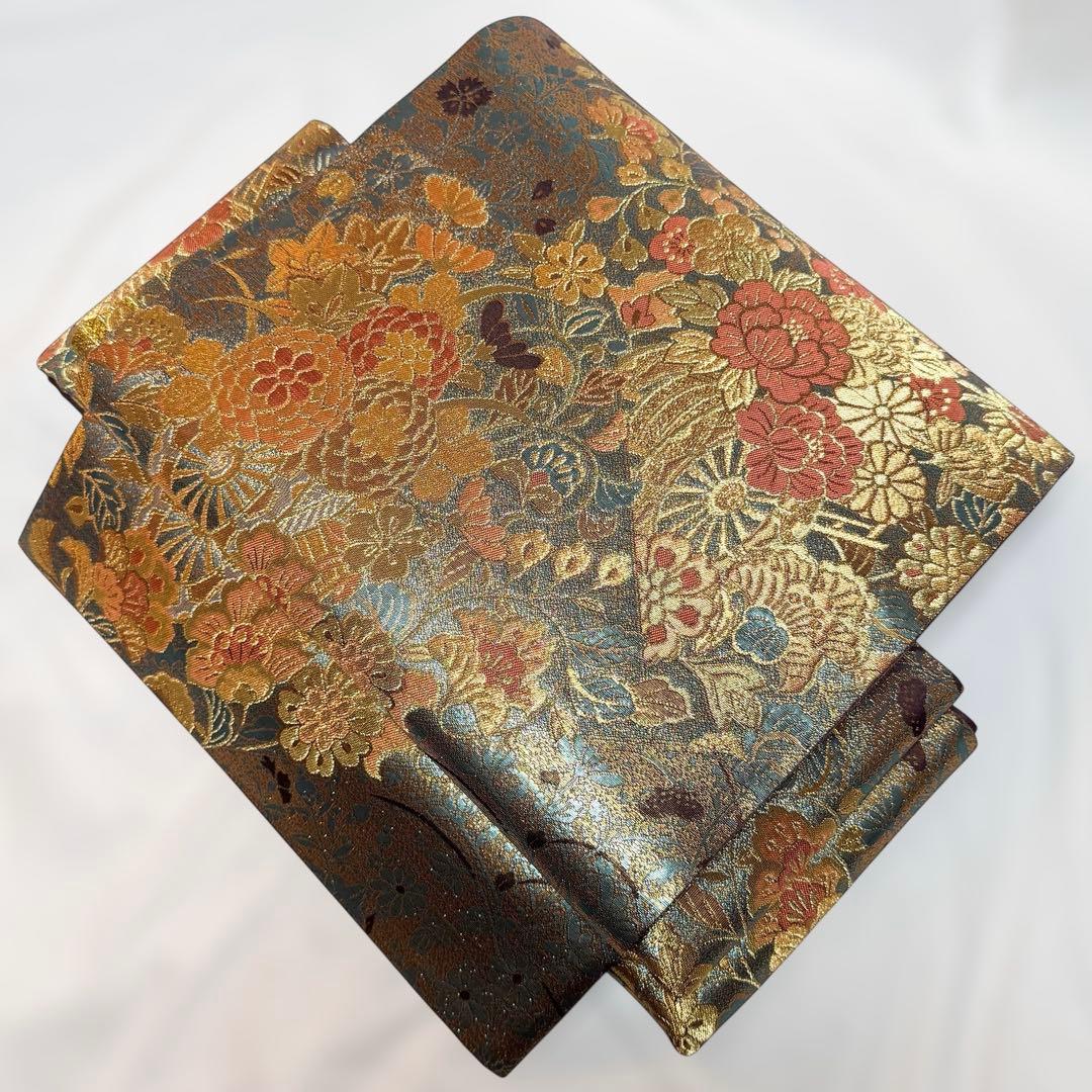 一体型 ワンタッチ帯 作り帯 マジックテープ 豪華 袋帯 二重太鼓