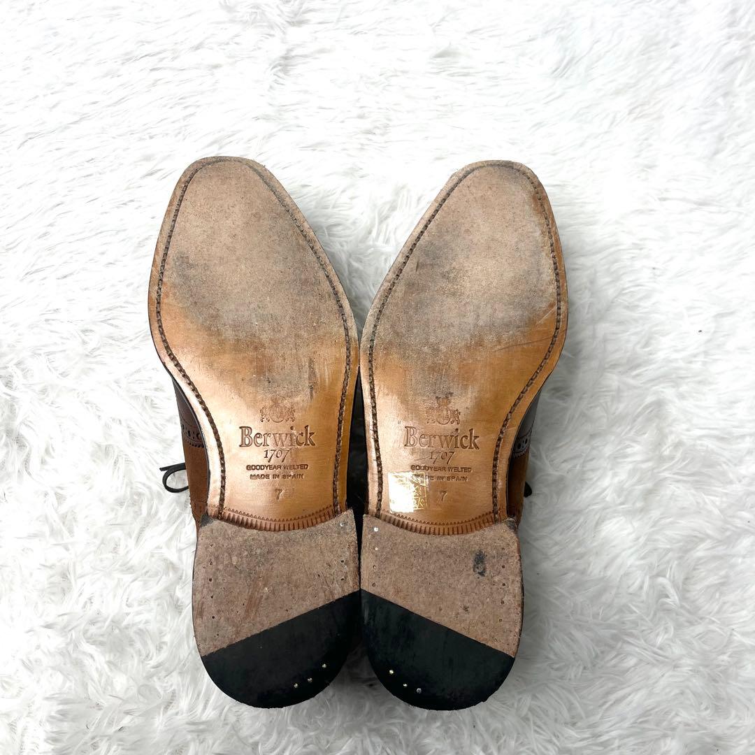 【美品】 バーウィック ウイングチップ バイカラー 切り替え 26.0cm 本革