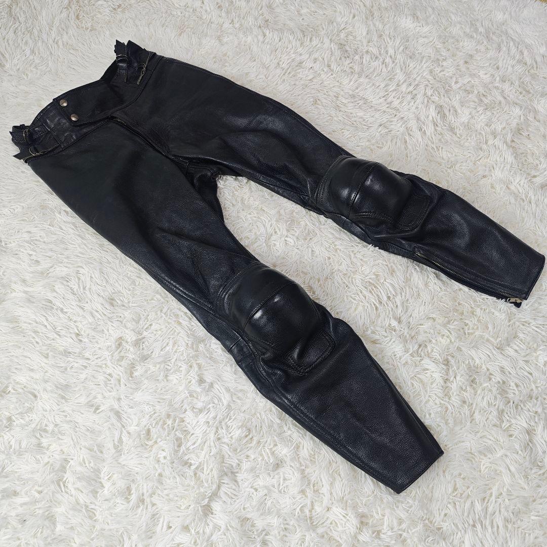 希少】KUSHITANI 本革 レザーパンツ L 黒 プロテクター付 - メルカリ
