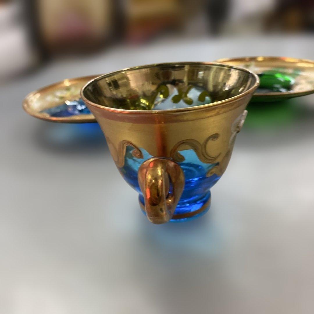 希少】ベネチアングラス トレ・フオーキ カップ＆ソーサー 金彩