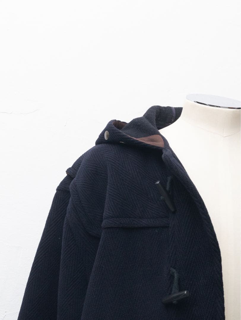 イタリア製】80s90sカシミヤ混 ダッフルコート ウールヘリンボーン