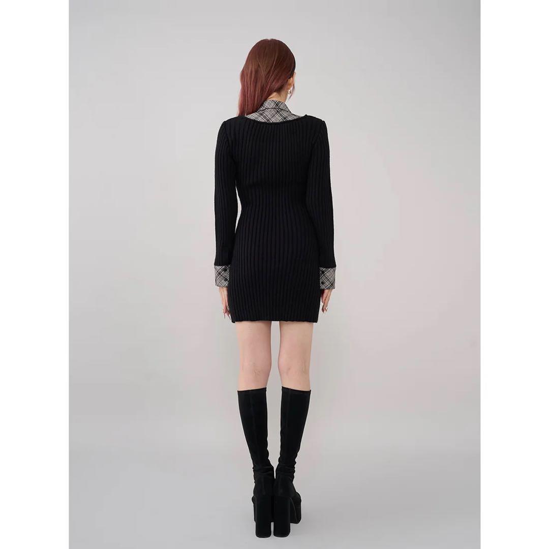 新品タグ付 ダーリッチ レイヤードライクニットミニワンピース FL