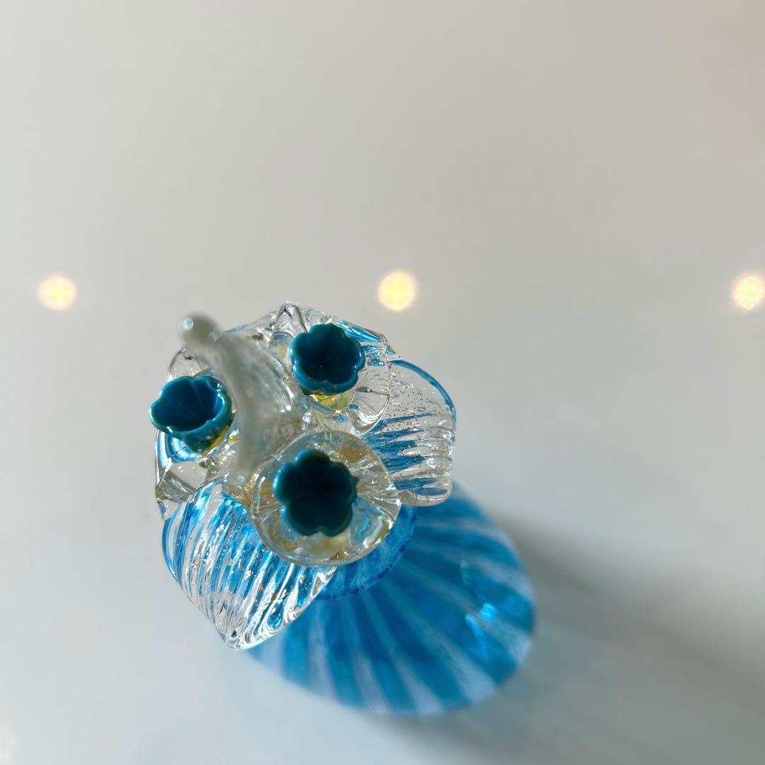 ベネチアングラス ムラーノ 香水瓶 マリンブルー白レース - メルカリ