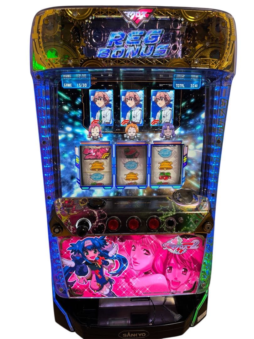 スロット実機 マクロスF2 メダル不要機 ランカ シェリル クラン　音量調整 通信エラー不問】SANKYO パチスロ マクロスフロンティア2 クランパネル