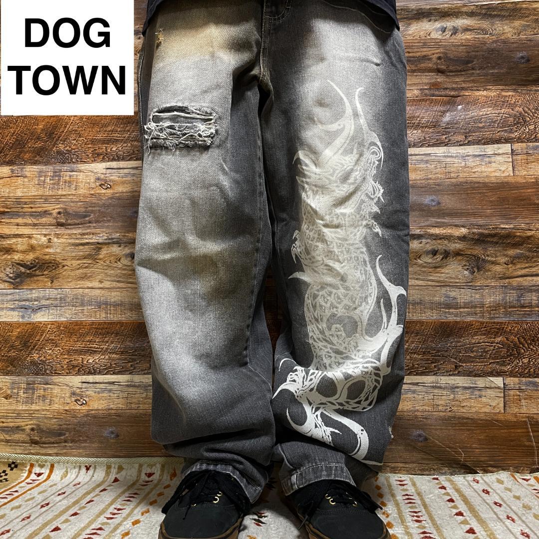 ドッグタウンバギーデニムジーンズw31刺繍b系黒龍古着ストリート