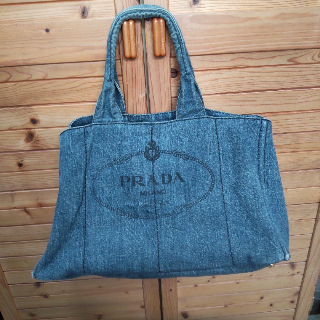 PRADA カナパ トートバッグ デニム - メルカリ