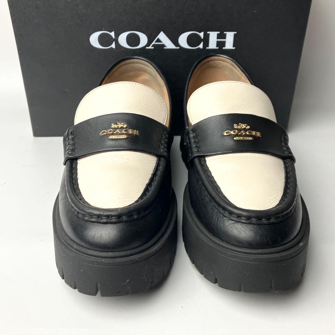 美品】COACH ルーシー 厚底 レザーローファー チャンキーヒール 23.5