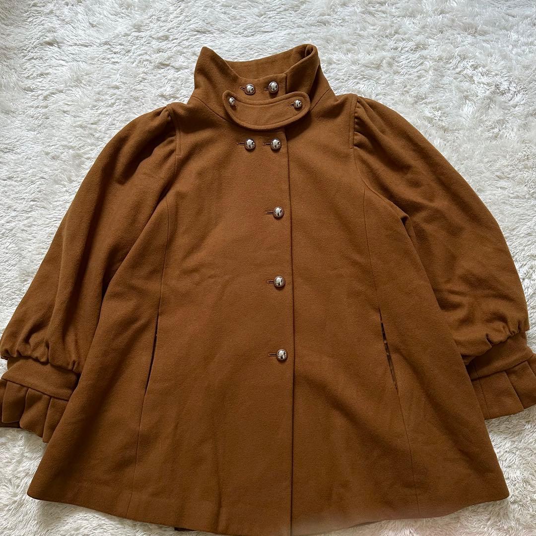 mici 》スタンドカラーミドルコート メタルボタン 日本製 ブラウン S