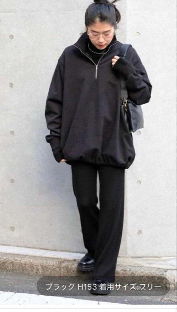 AP STUDIO ハーフジップスウェット ブラック