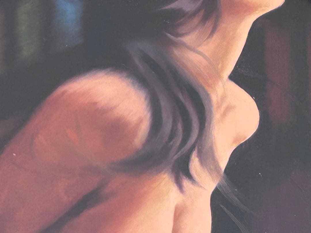 【真作】谷崎勉 油彩 6号 裸婦 元青龍社構成員 油彩 直筆サイン　-292-