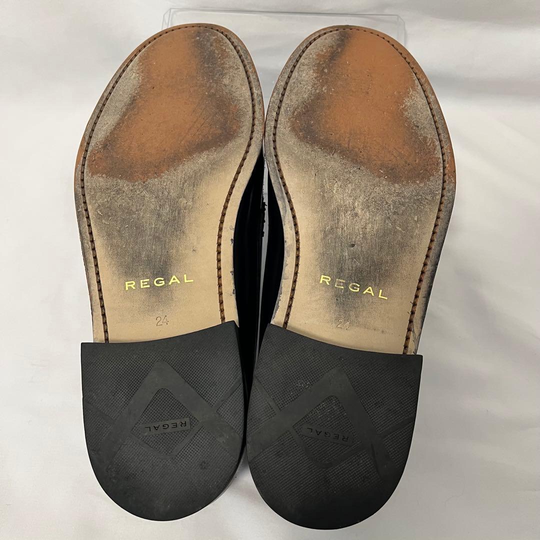 REGAL リーガル ブラック ローファー フリンジ タッセル 24㎝ w55b