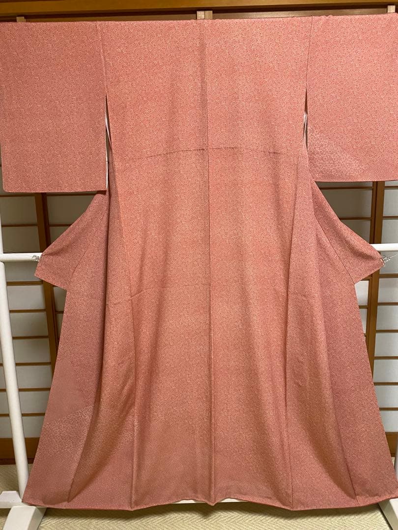 江戸小紋 寄せ小紋柄 正絹 着物美品 オレンジ系 - メルカリ