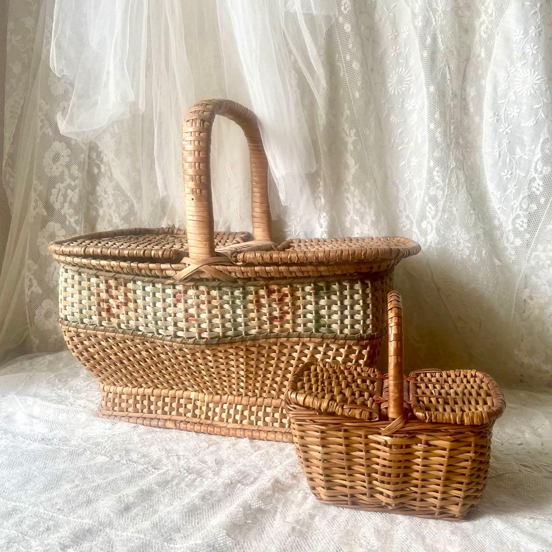 mois様専用☆2点おまとめ スクエアドールパニエ フランスアンティーク&布花