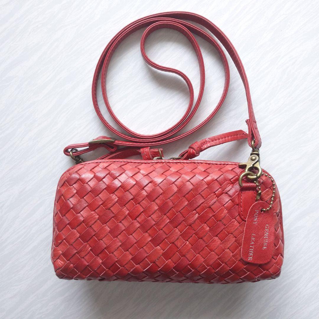 ポニー レザー メッシュ お財布ポシェット ショルダー バッグ 斜め掛け