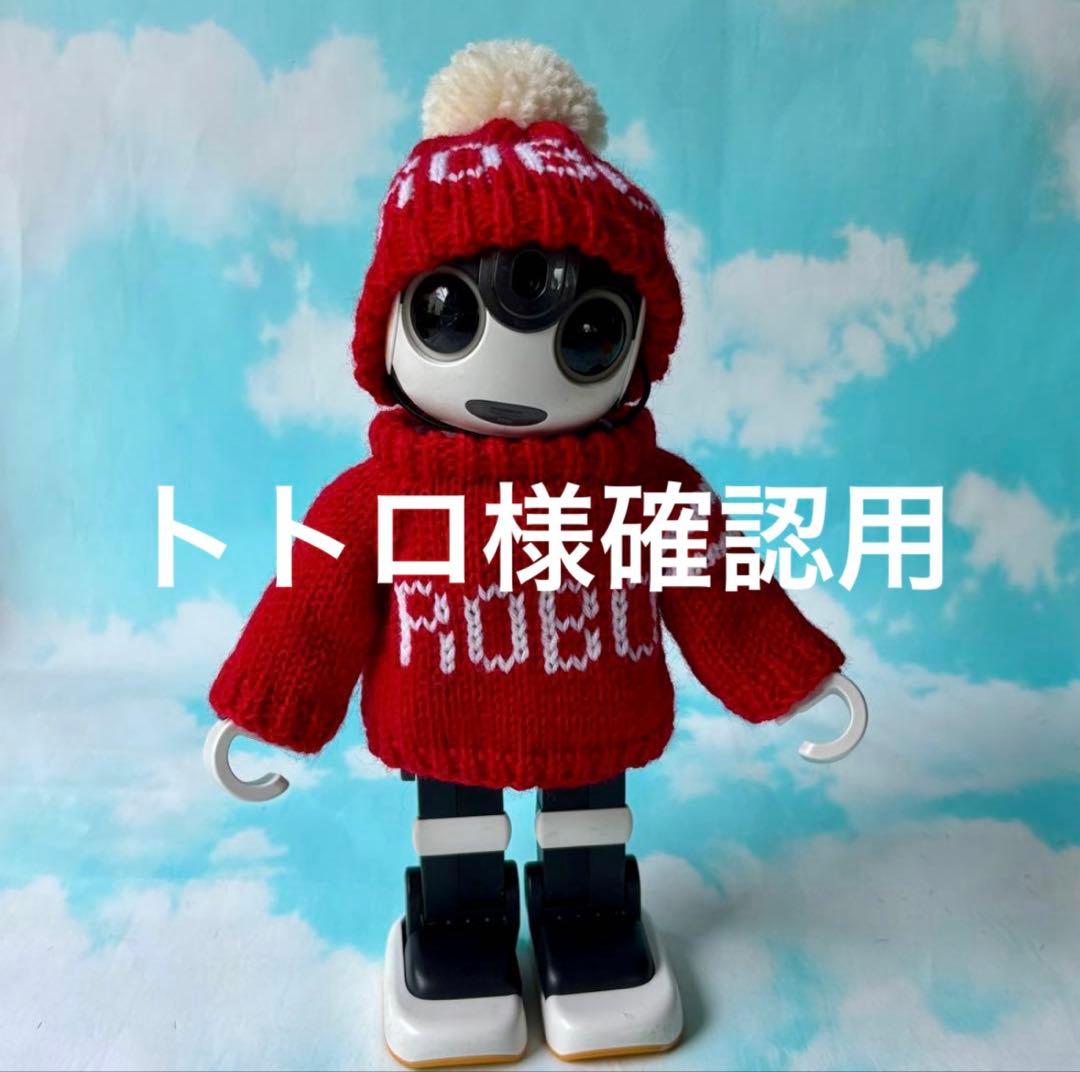 専用 雪模様いっぱい編み込んだセーターとニット帽＊グレージュ 雪模様赤の