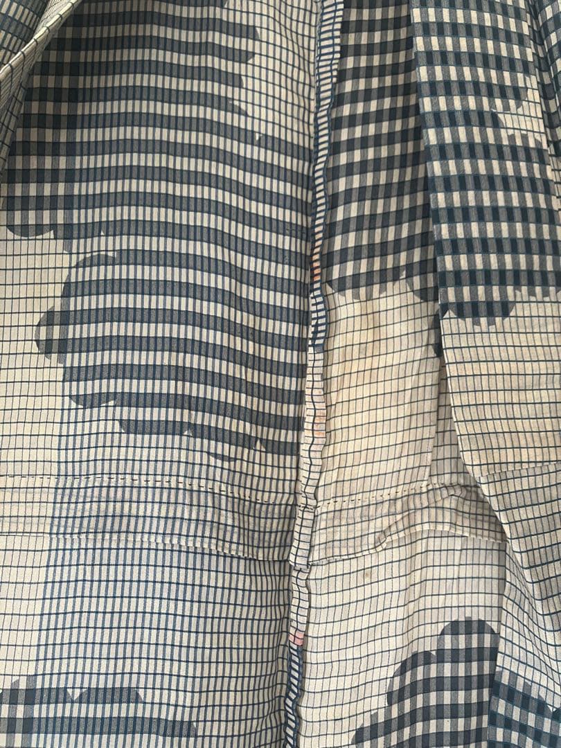 高級、越後片貝】貴重な細かなチェックの織模様、小千谷縮、時代物