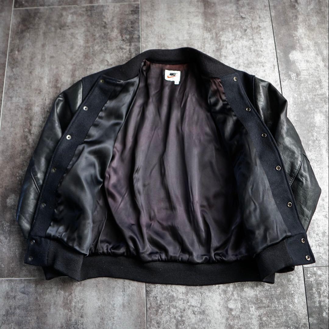 超希少 NIKE 90s 袖レザー スタジャン NIKE TOWN ブラック - メルカリ