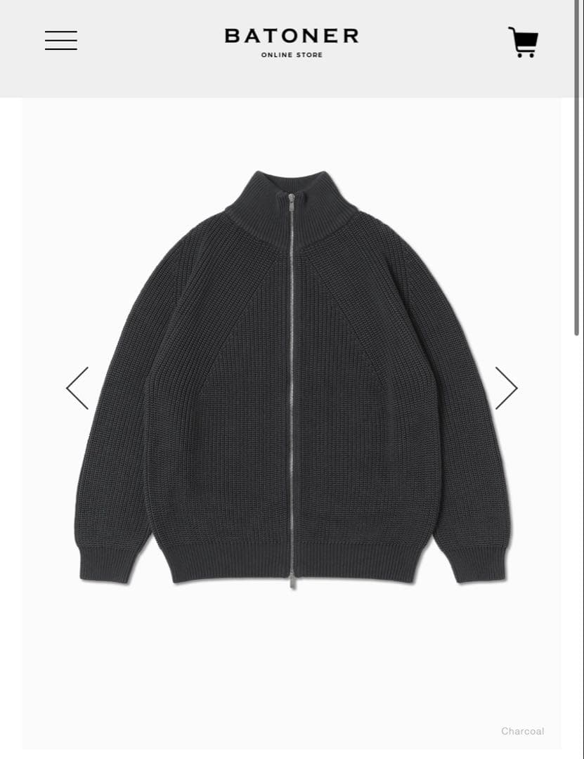 BATONER ドライバーズニット　サイズ1 チャコール BATONER (バトナー) SIGNATURE DRIVERS KNIT / シグネチャードライバー