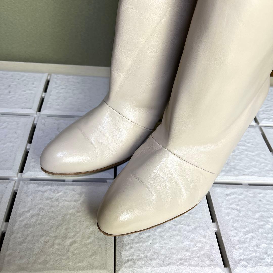 37 ネブローニ ロングブーツ ホワイト 白 レザー 24 - メルカリ