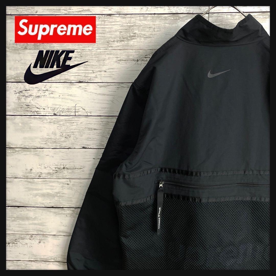 2674【人気コラボ・美品】シュプリーム×ナイキ☆ビッグロゴ ナイロン