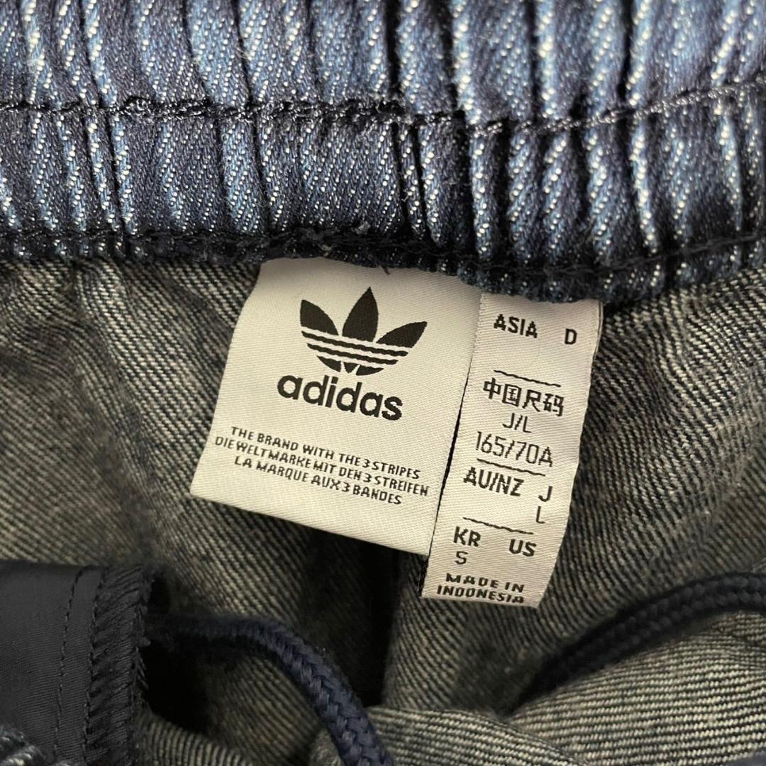 adidas アディダス スリーライン デニムパンツ ジョガー L ブルー