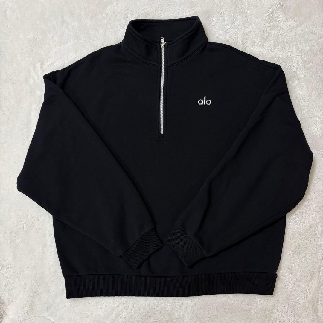 ALO Yoga ハーフジップ Mサイズ スウェット トレーナー 黒