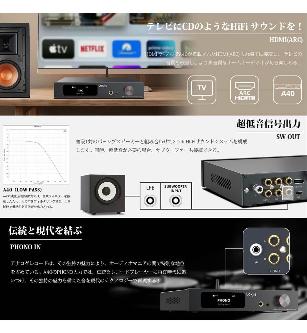 だ*ら様 LOXJIE A40 AVアンプ ARCデジタル入力