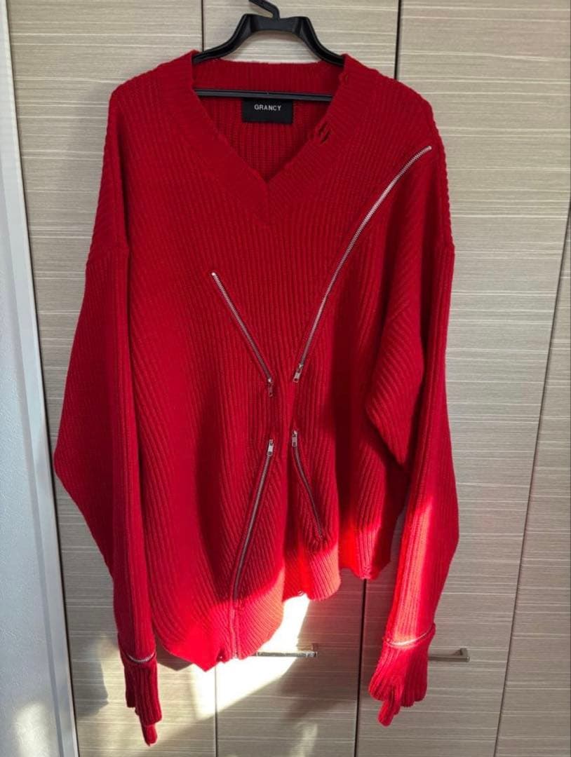GRANCY】ジップデザイン アシンメトリー ニット