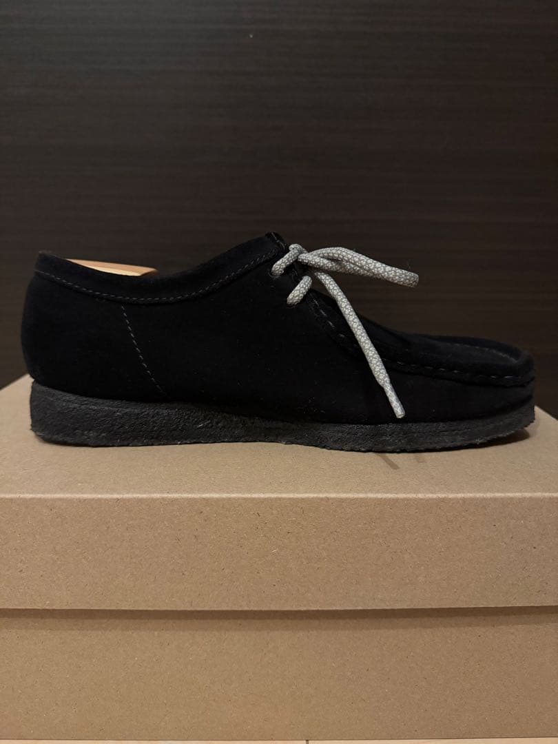 クラークス ワラビー ブラックスエード UK6.5(25.0cm)