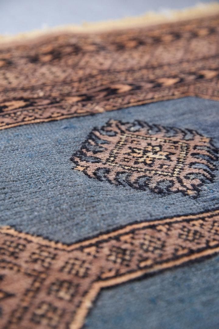ヴィンテージラグ トライバルラグ ラホール産（119×76cm）青 茶 グレー