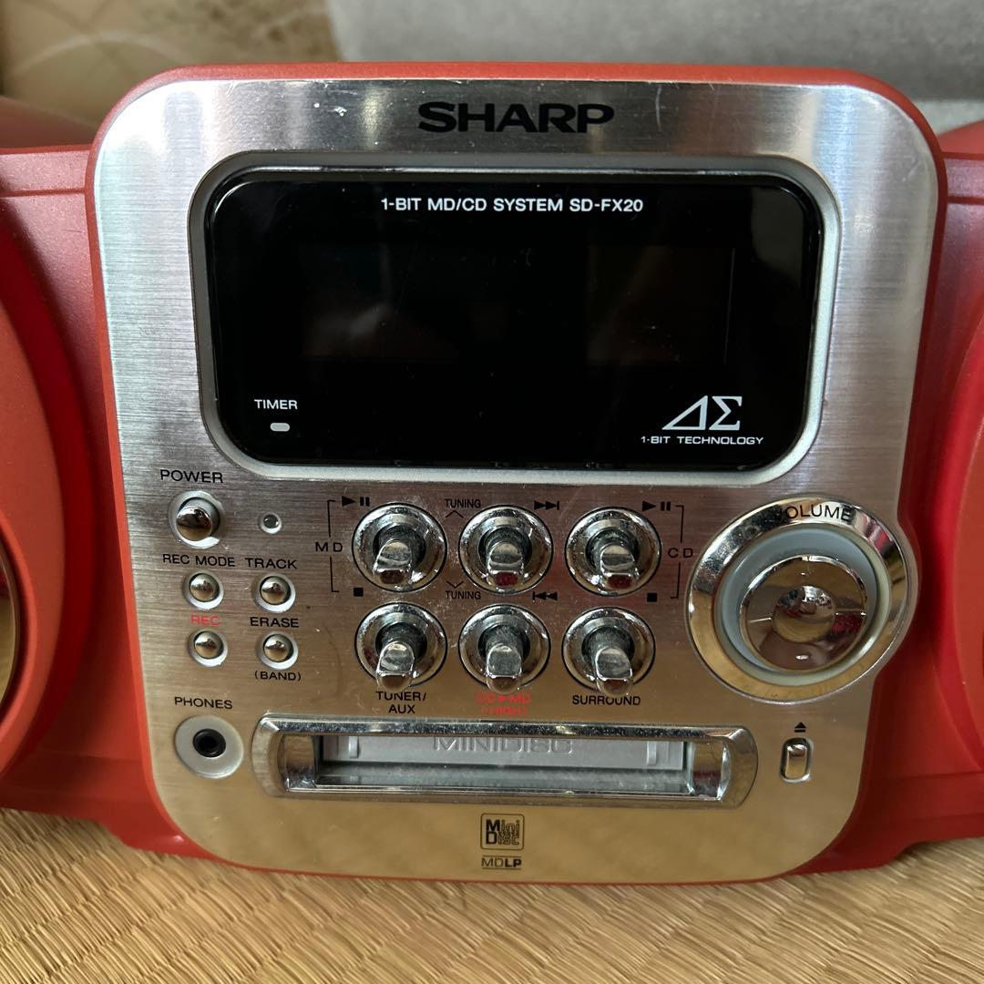 SHARP】MDコンポ CD ラジオ レトロ 赤 珍しい ヴィンテージ - メルカリ