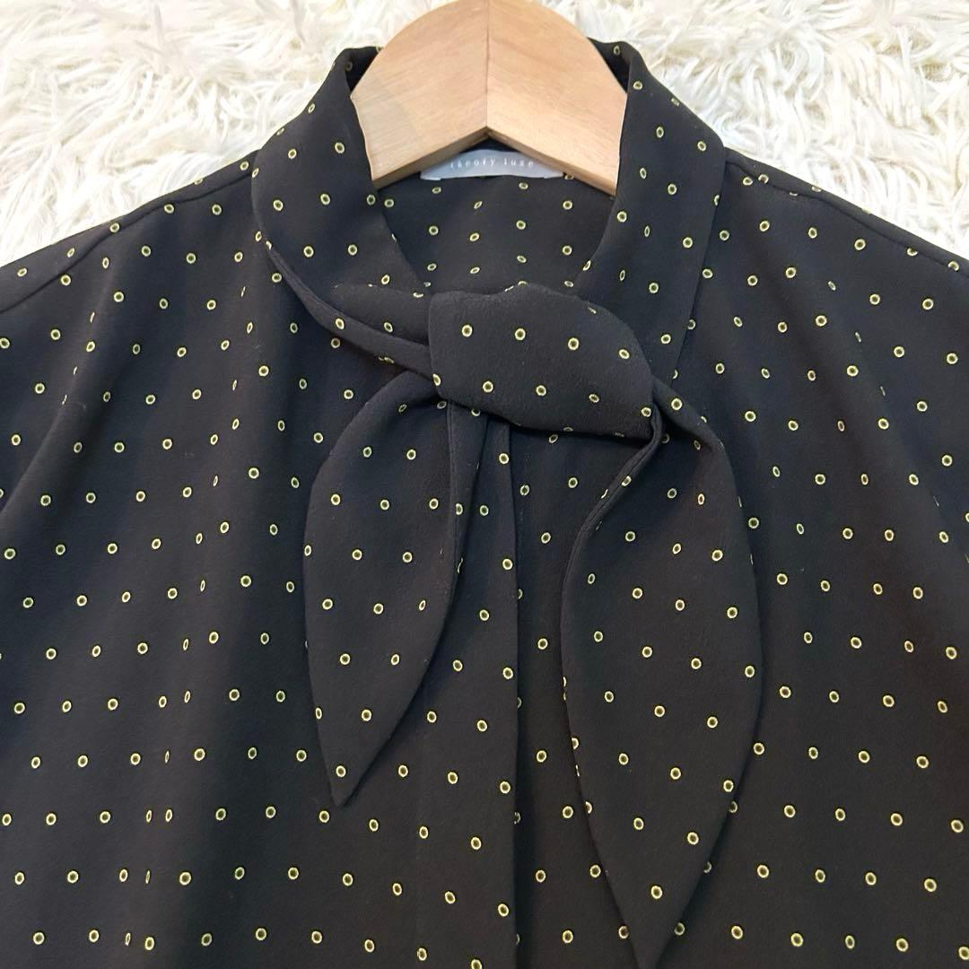 セオリーリュクス ブラウス ボウタイ ドットプリントジル 現行 40