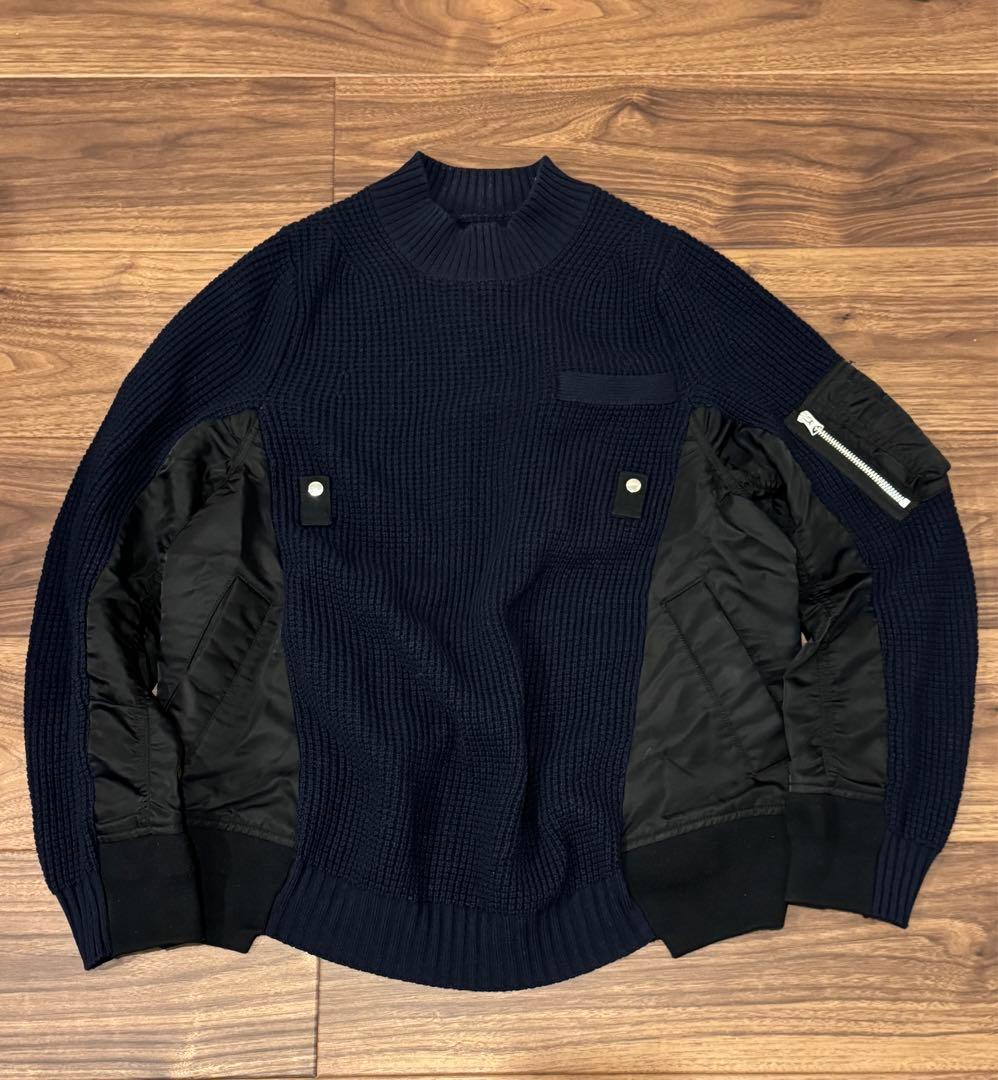 【sacai(サカイ) 】MA-1ニットプルオーバー sacai - sacai / サカイ | MA-1 x Wool Knit ドッキングプルオーバー