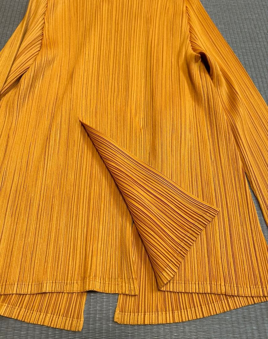 《美品》PLEATS PLEASE カーディガン 羽織り 長袖 オレンジ 3