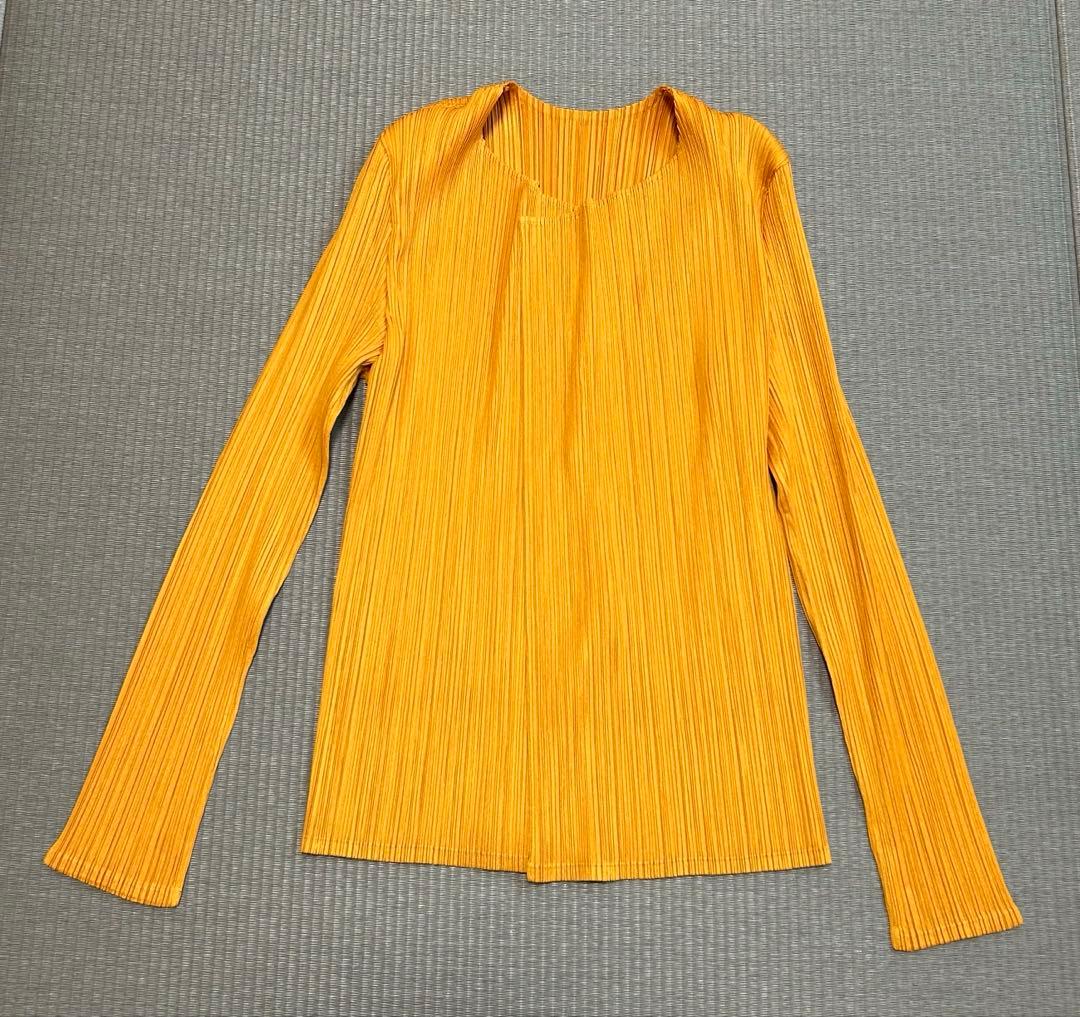 《美品》PLEATS PLEASE カーディガン 羽織り 長袖 オレンジ 3